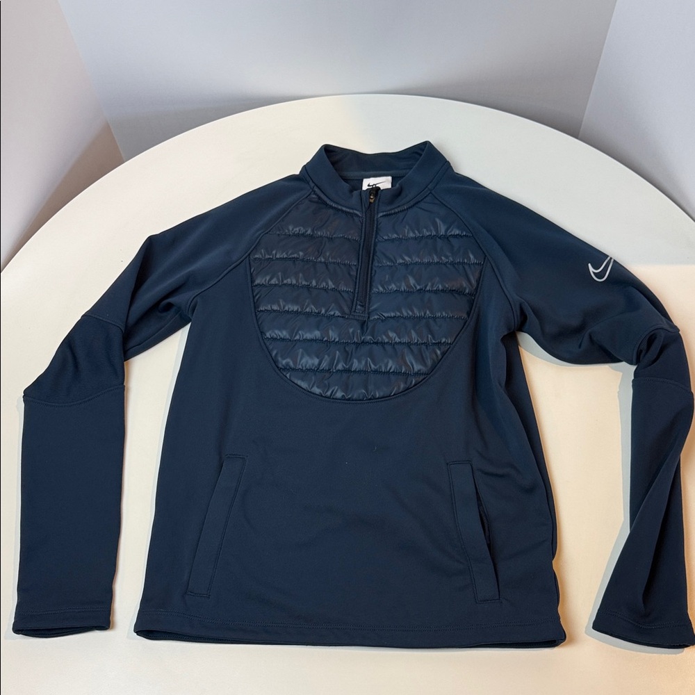 Nike Kids Therma-Fit Fleece Pullover 3/4 Zip. Kids Size Medium. Dark Blue